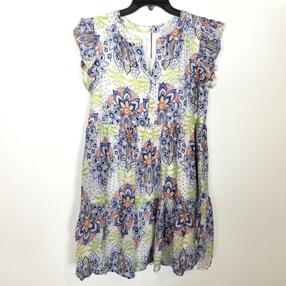 Hayden Women Textured Floral Mandala Print Dress Sz M Mini Summer Boho